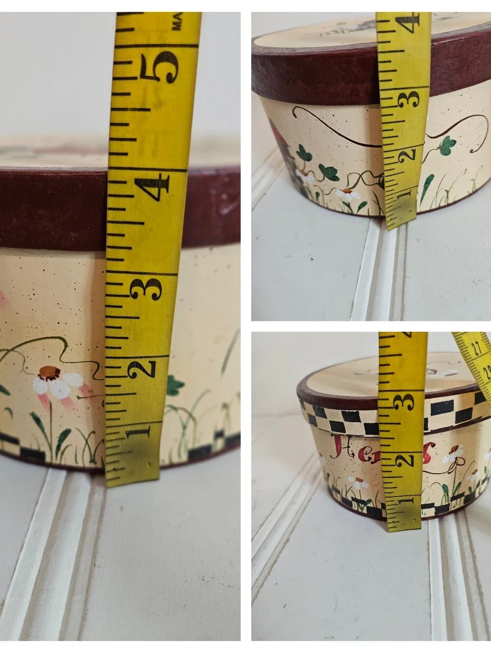 Vintage Set 3 Nesting Storage Boxes Herbs Folk Art Farmhouse Cottagecore Country